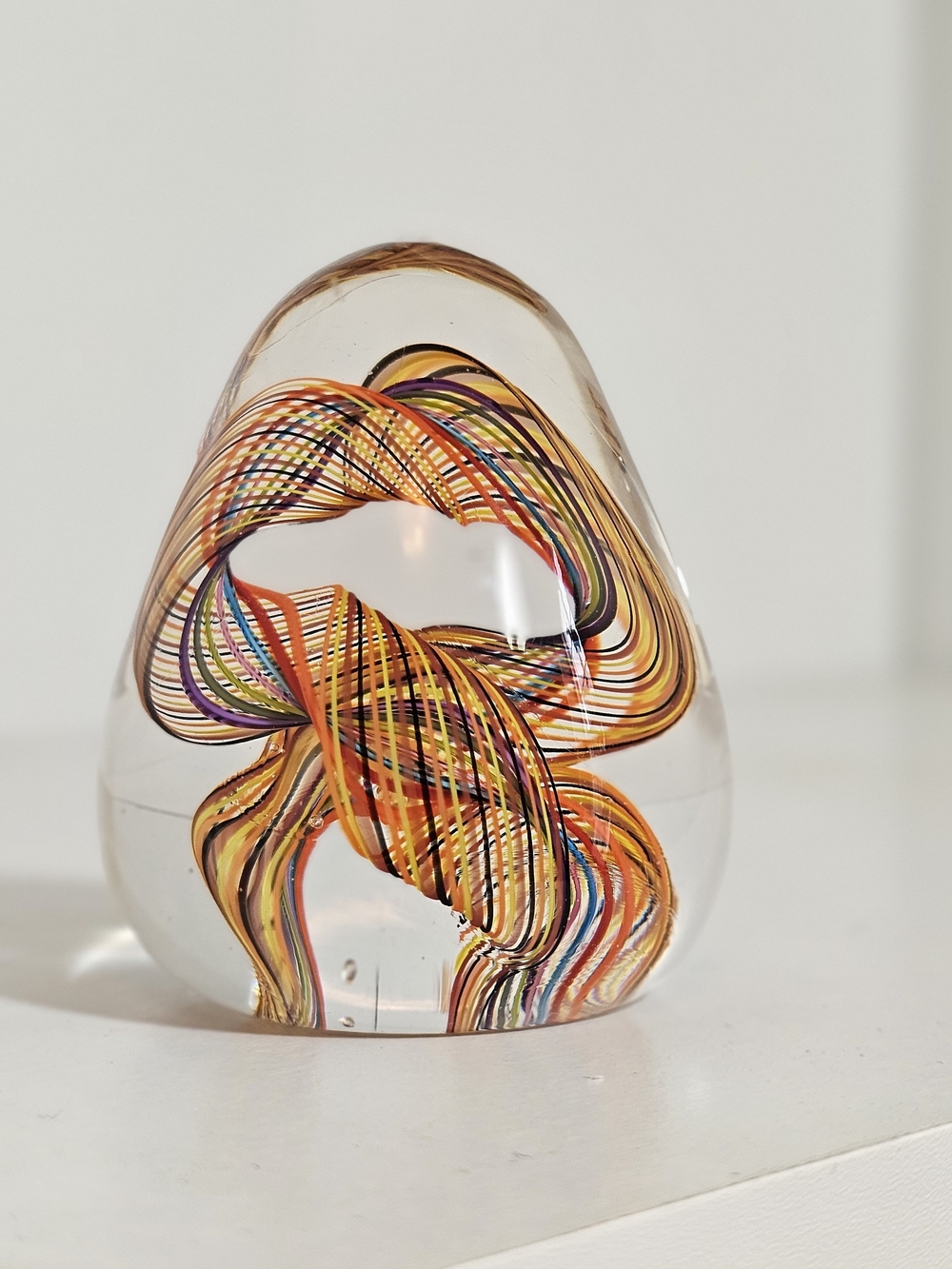 Multicolor Glass Art Paperweight - Handblown Home Accent